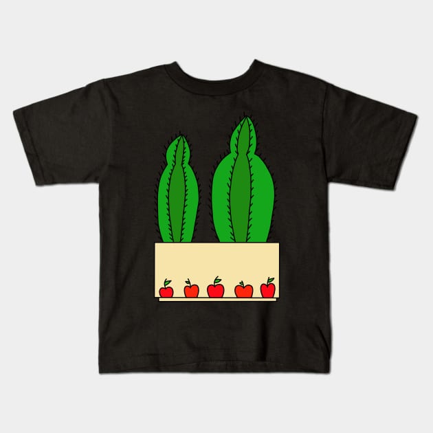 Cute Cactus Design #61: 2 Cacti In An Apple Pot Kids T-Shirt by DreamCactus